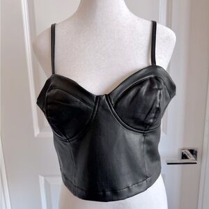 Guess Faux Leather Janessa Women’s Bustier Black Size Large